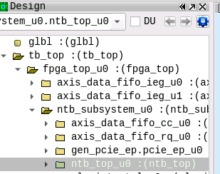 Design Hierarchy View for PCIe Non-Transparent Bridge (PCIe NTB)