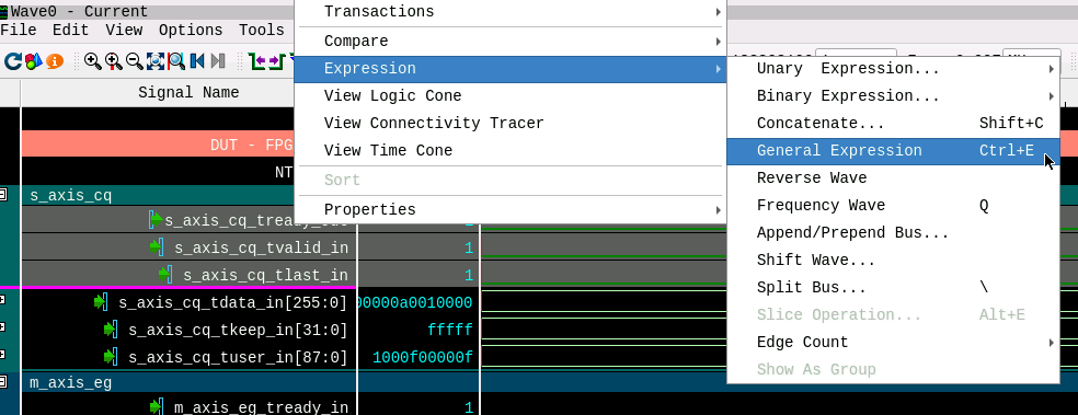 Adding an Expression on Signals in the Waveform View