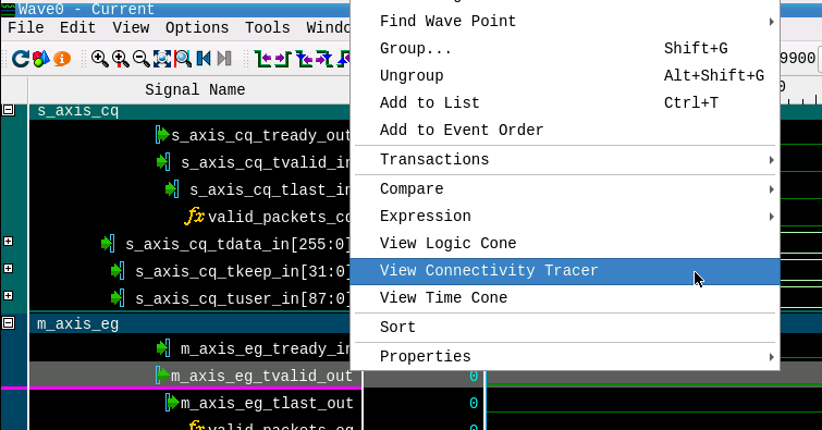 Start the Connectivity Tracer from the Context Menu